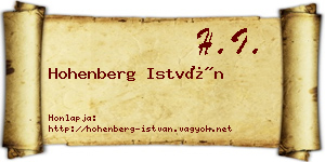 Hohenberg István névjegykártya